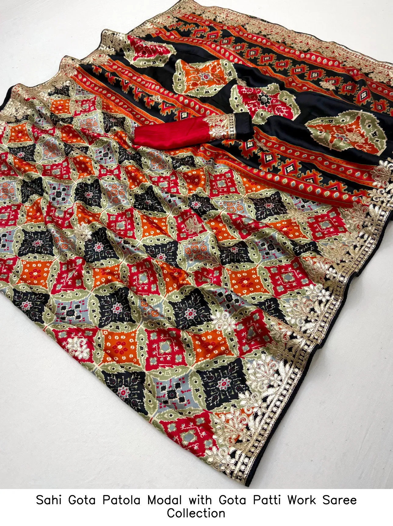 Sahi Gota Patola Modal with Gota Patti Work Saree Collection - Image 3