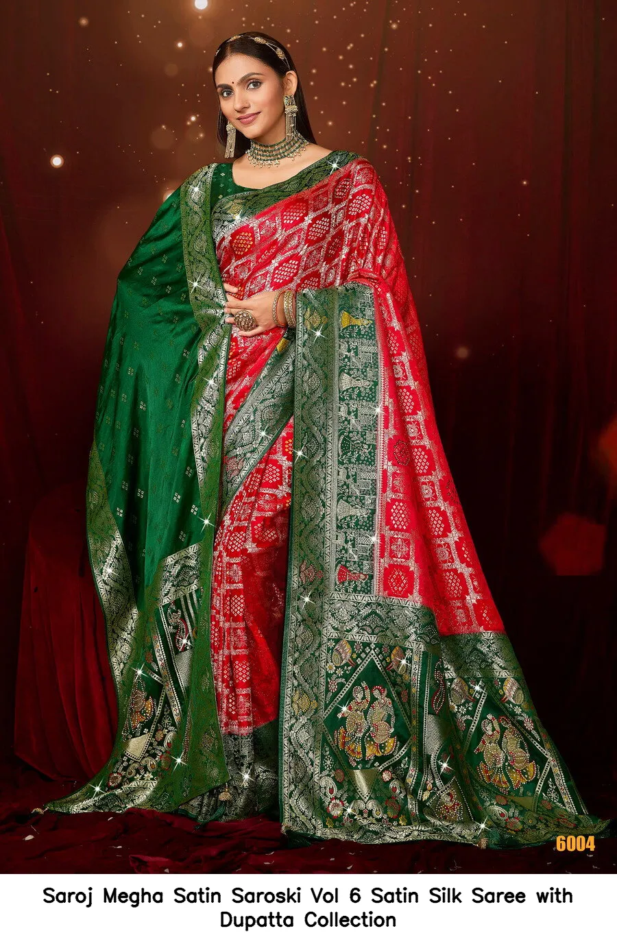 Saroj Megha Satin Saroski Vol 6 Satin Silk Saree with Dupatta Collection - Image 2