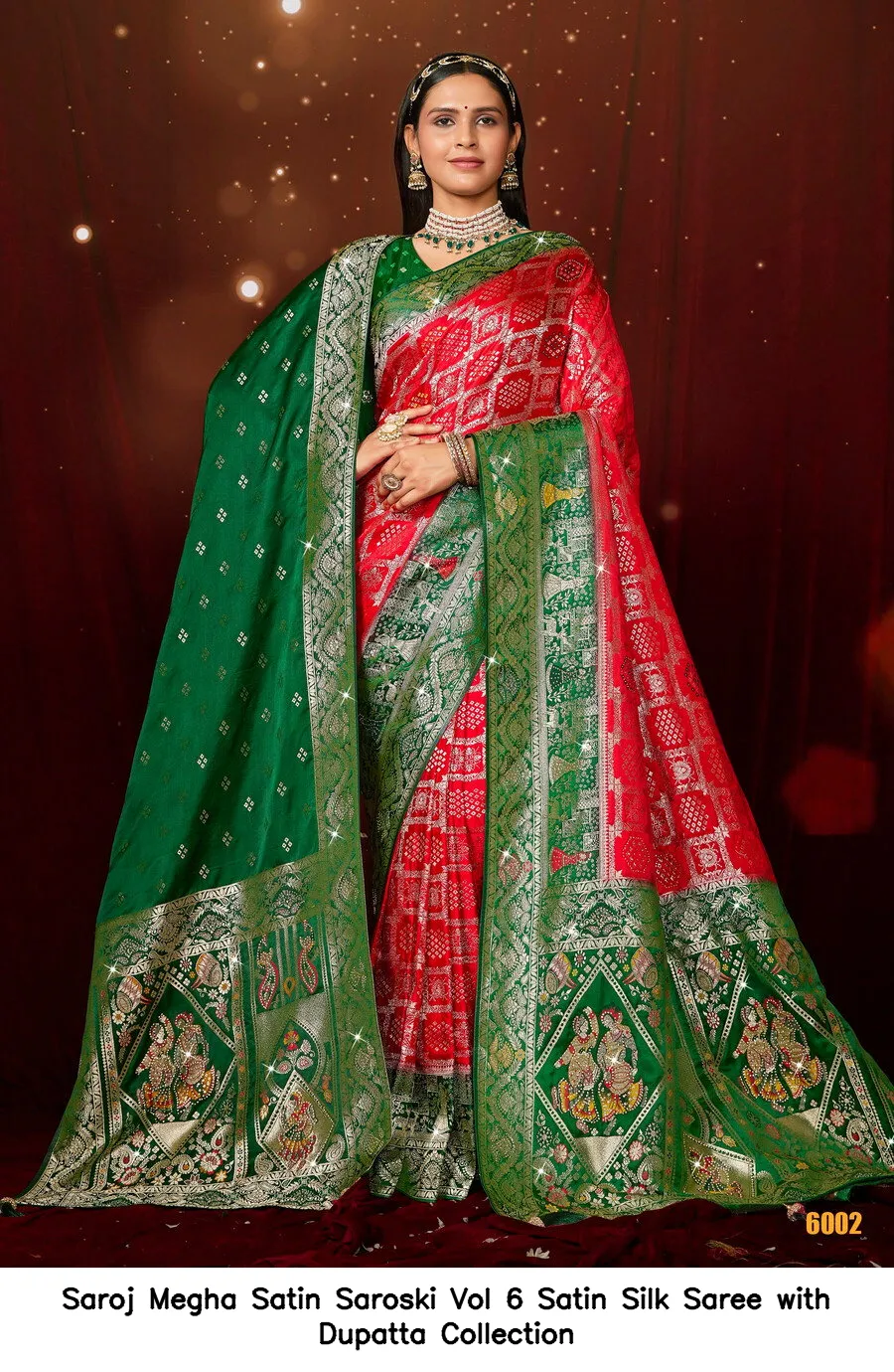 Saroj Megha Satin Saroski Vol 6 Satin Silk Saree with Dupatta Collection - Image 3