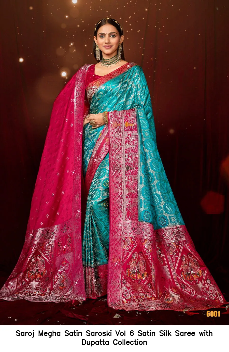 Saroj Megha Satin Saroski Vol 6 Satin Silk Saree with Dupatta Collection - Image 5
