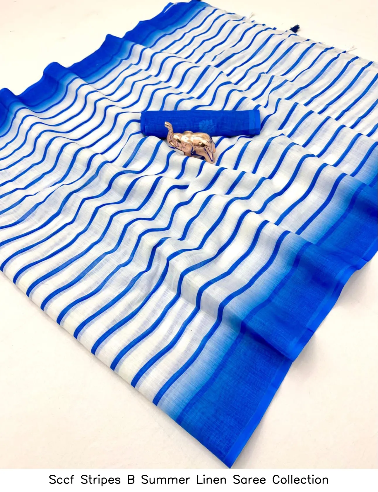 Sccf Stripes B Summer Linen Saree Collection - Image 2