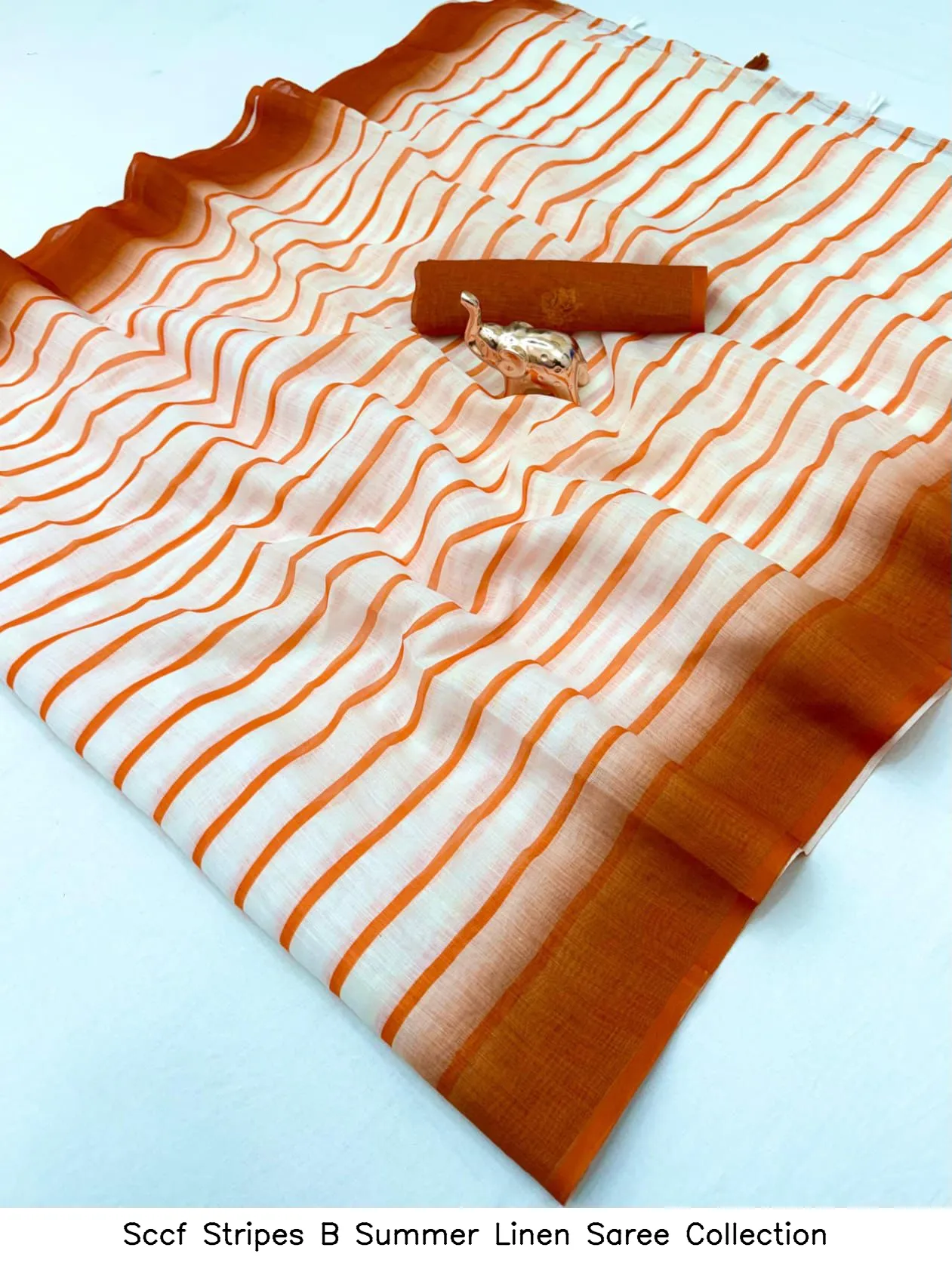 Sccf Stripes B Summer Linen Saree Collection - Image 3