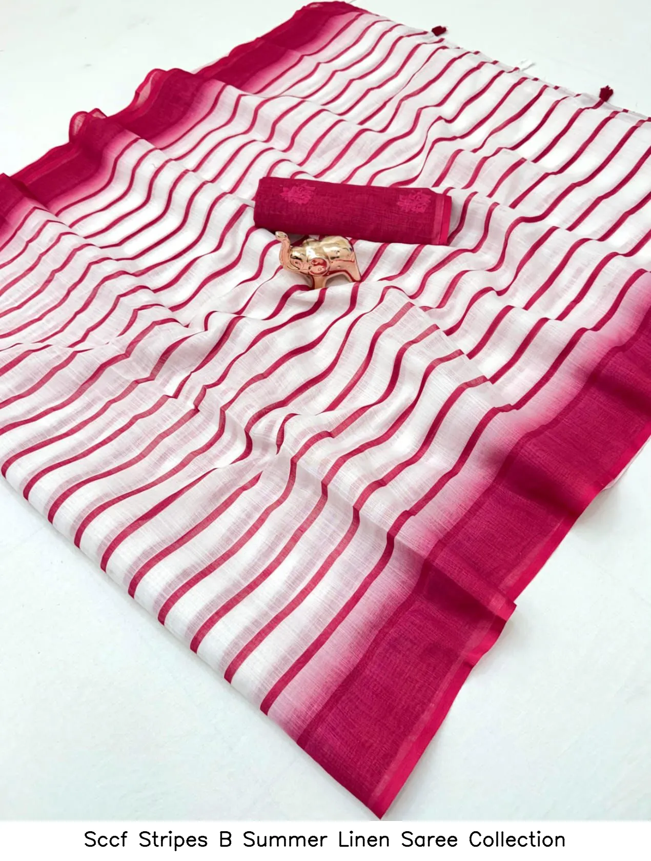 Sccf Stripes B Summer Linen Saree Collection - Image 4
