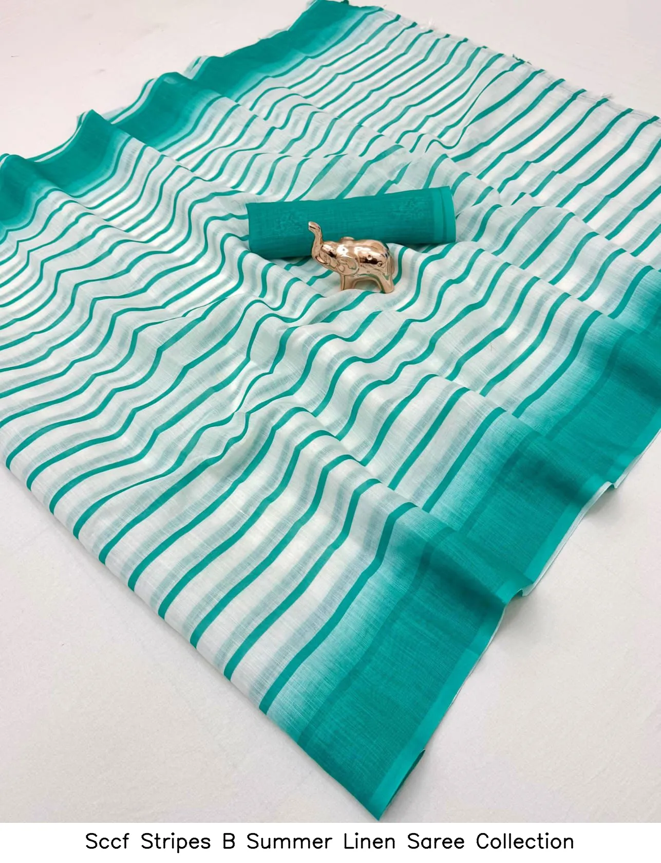 Sccf Stripes B Summer Linen Saree Collection - Image 5