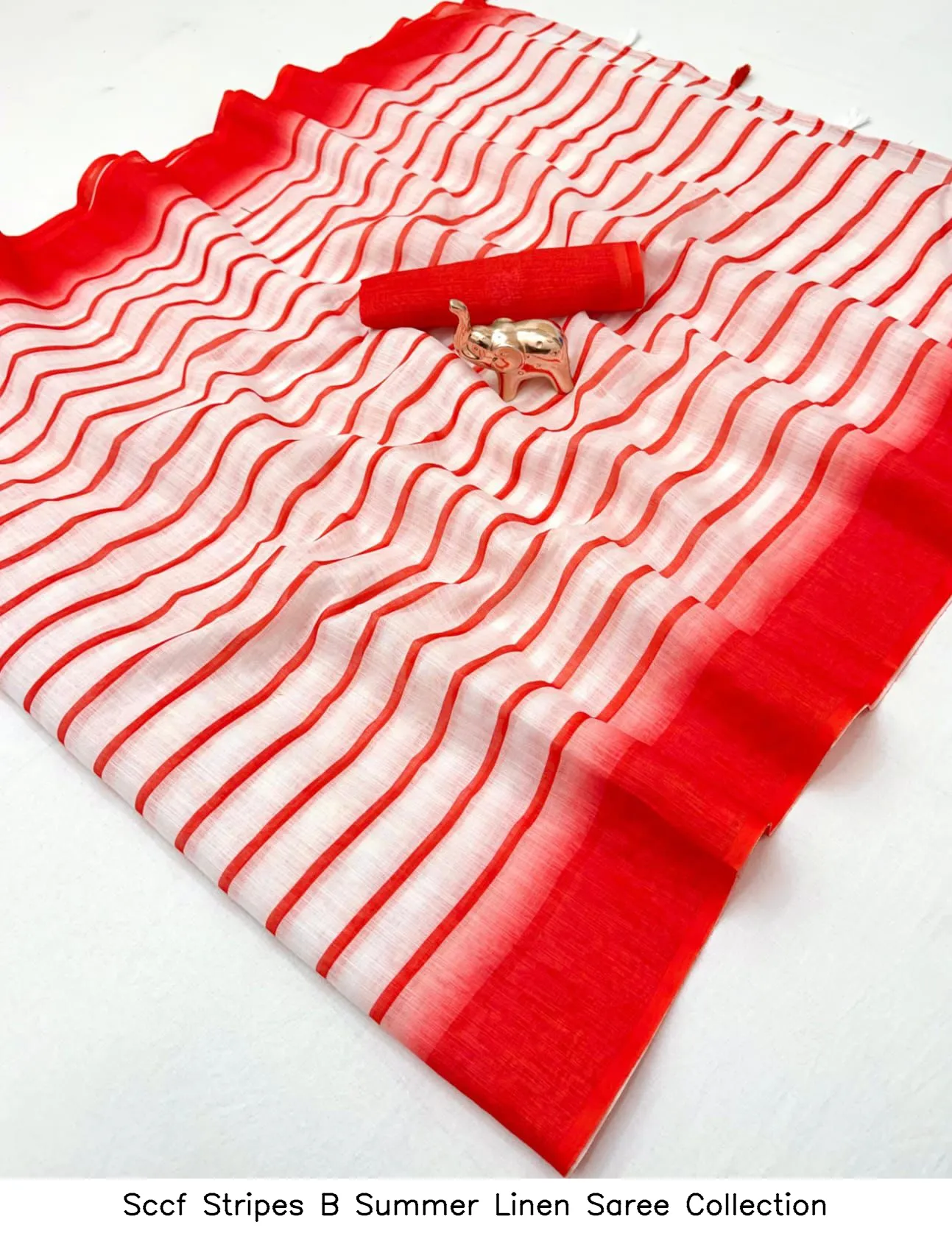 Sccf Stripes B Summer Linen Saree Collection - Image 6