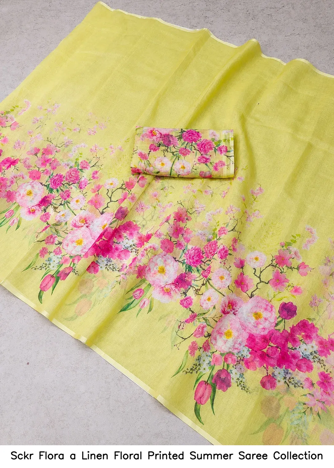 Sckr Flora a Linen Floral Printed Summer Saree Collection - Image 13
