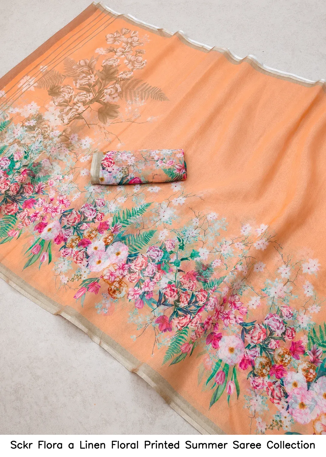 Sckr Flora a Linen Floral Printed Summer Saree Collection - Image 2