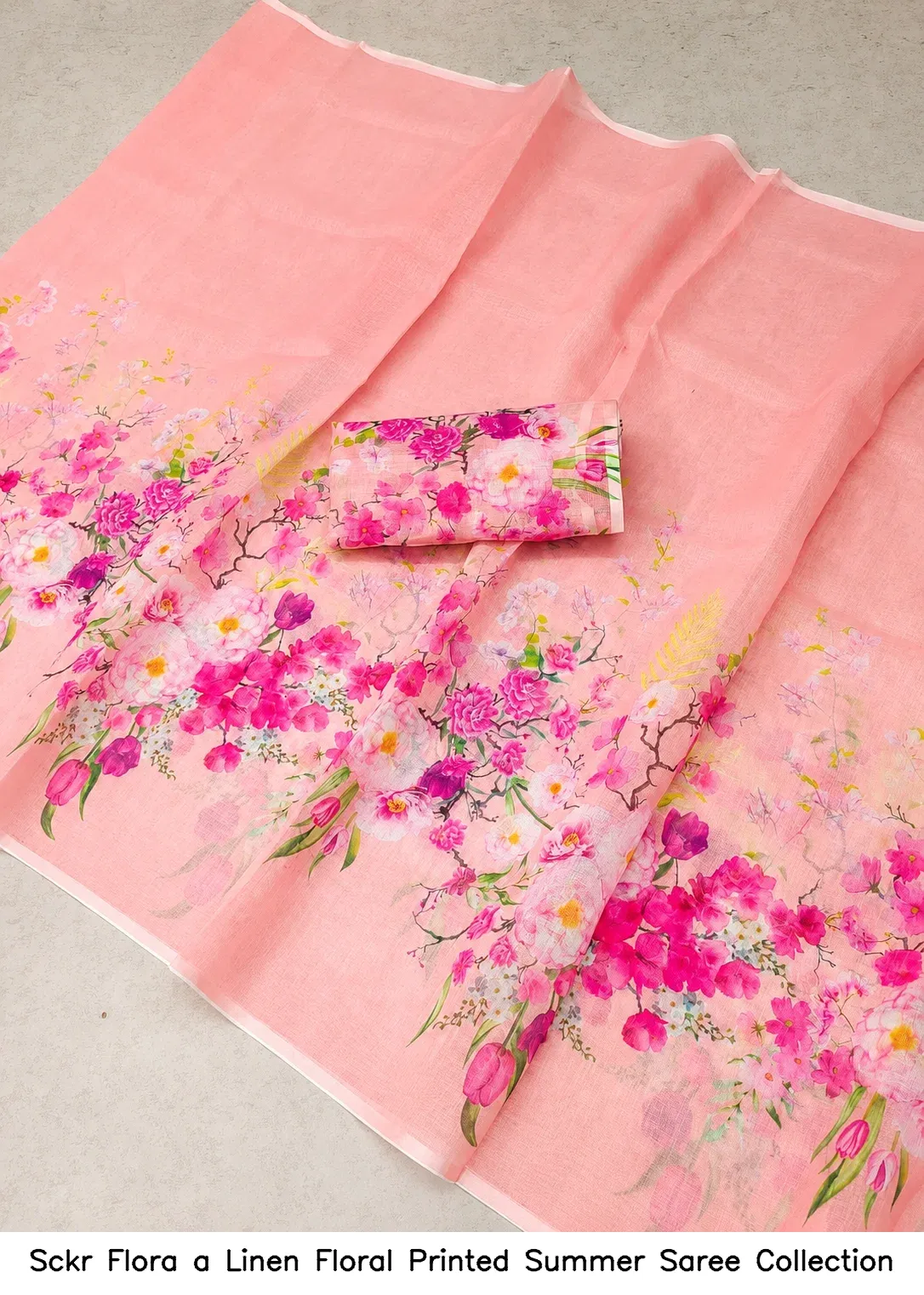 Sckr Flora a Linen Floral Printed Summer Saree Collection - Image 4