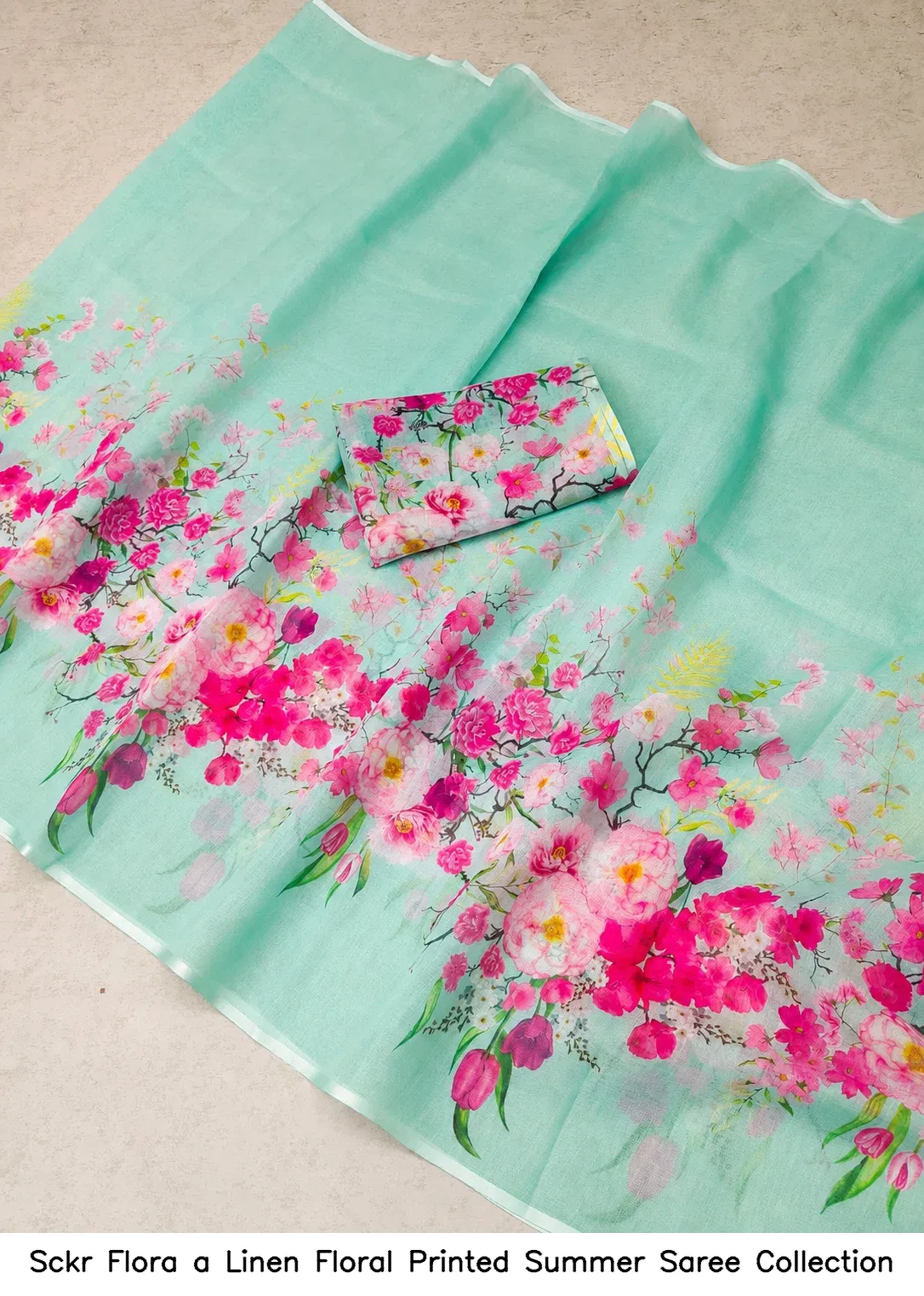 Sckr Flora a Linen Floral Printed Summer Saree Collection - Image 9