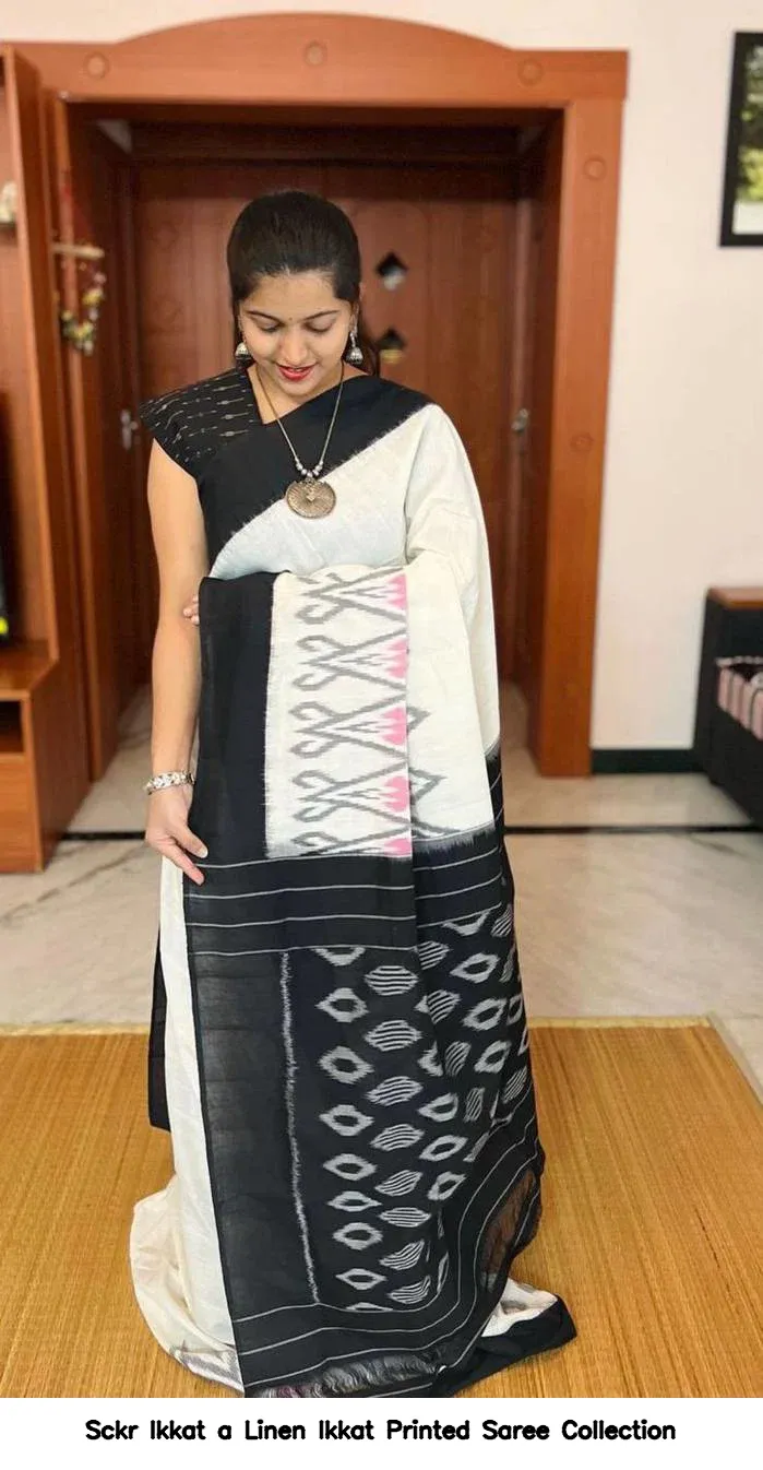 Sckr Ikkat a Linen Ikkat Printed Saree Collection - Image 11
