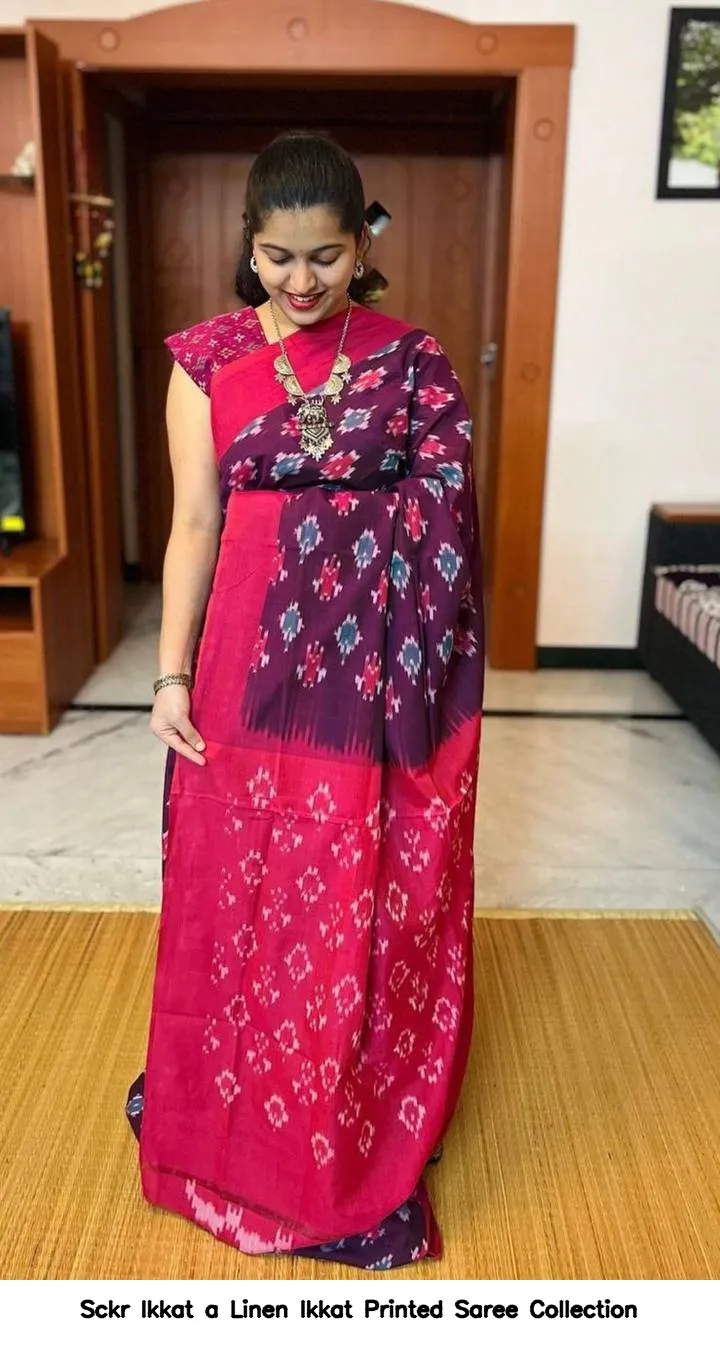 Sckr Ikkat a Linen Ikkat Printed Saree Collection - Image 2
