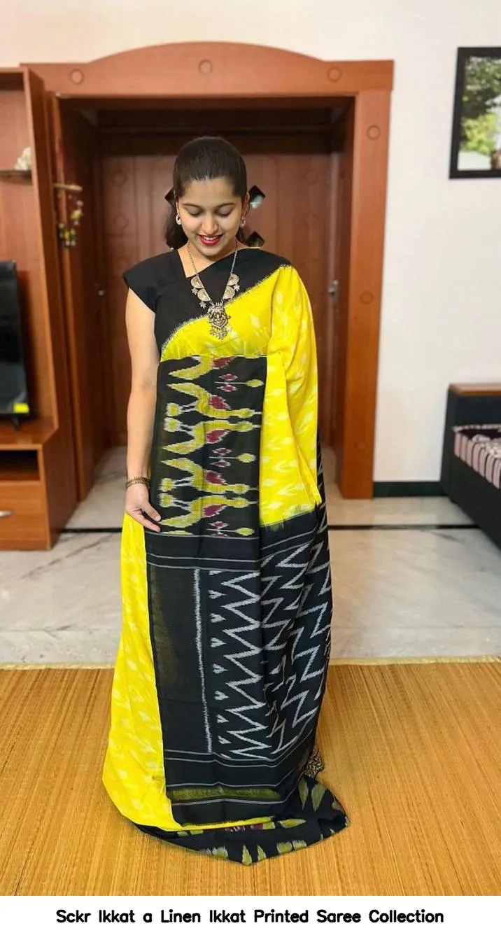 Sckr Ikkat a Linen Ikkat Printed Saree Collection - Image 5