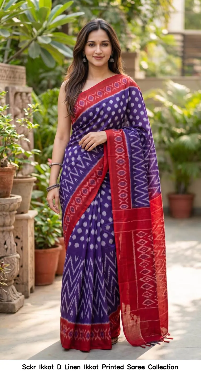 Sckr Ikkat D Linen Ikkat Printed Saree Collection - Image 3