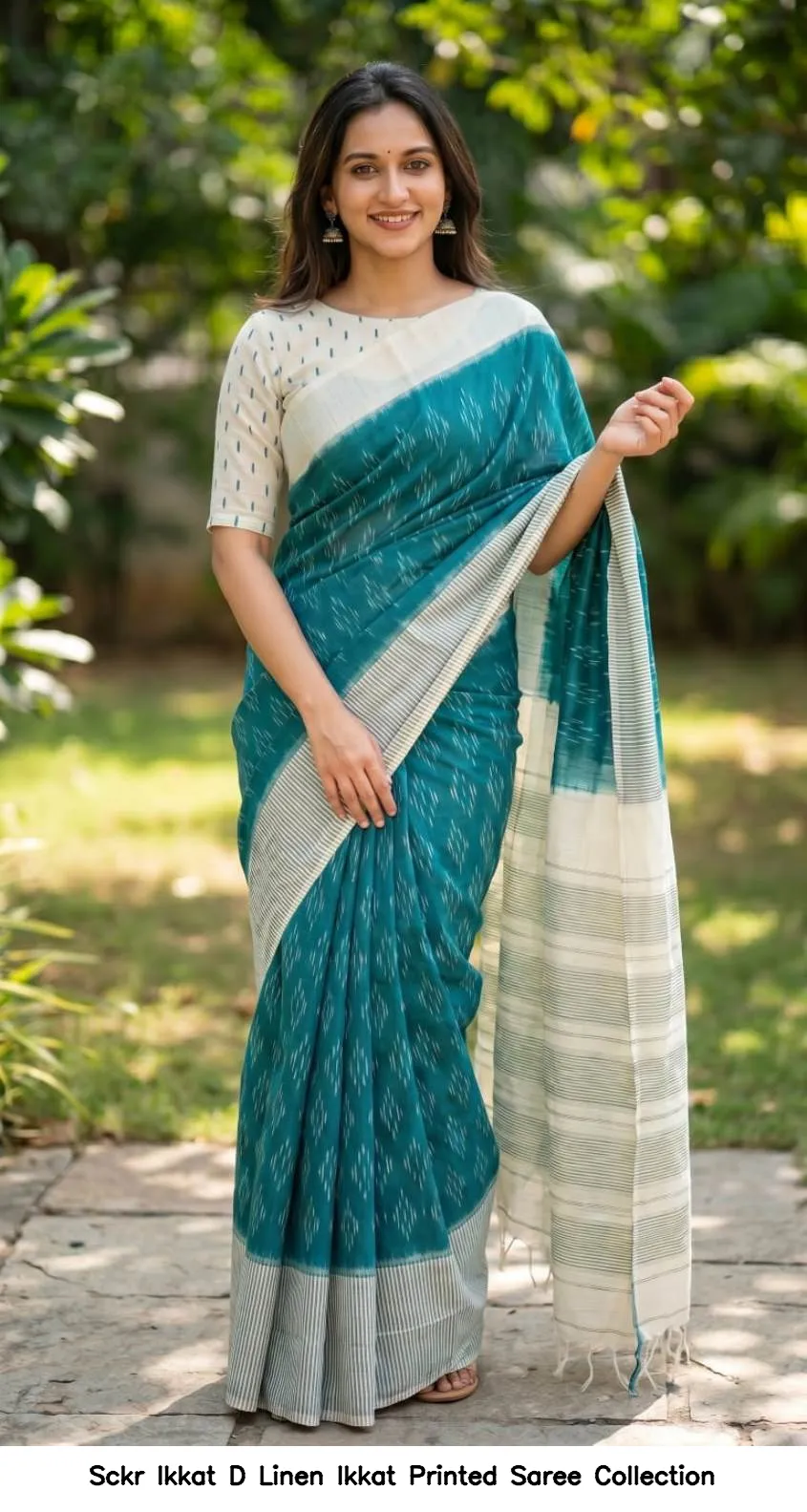 Sckr Ikkat D Linen Ikkat Printed Saree Collection - Image 4