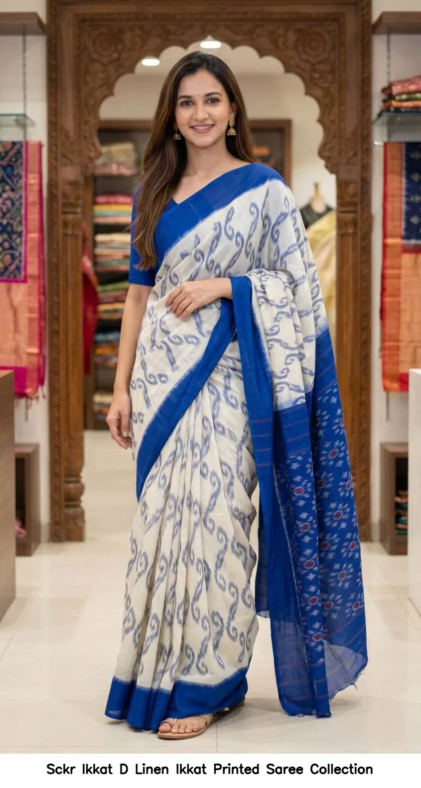 Sckr Ikkat D Linen Ikkat Printed Saree Collection - Image 5