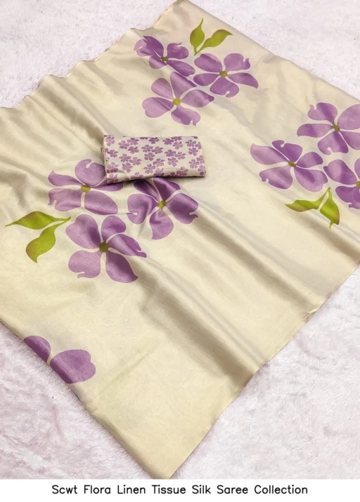 Scwt Flora Linen Tissue Silk Saree Collection