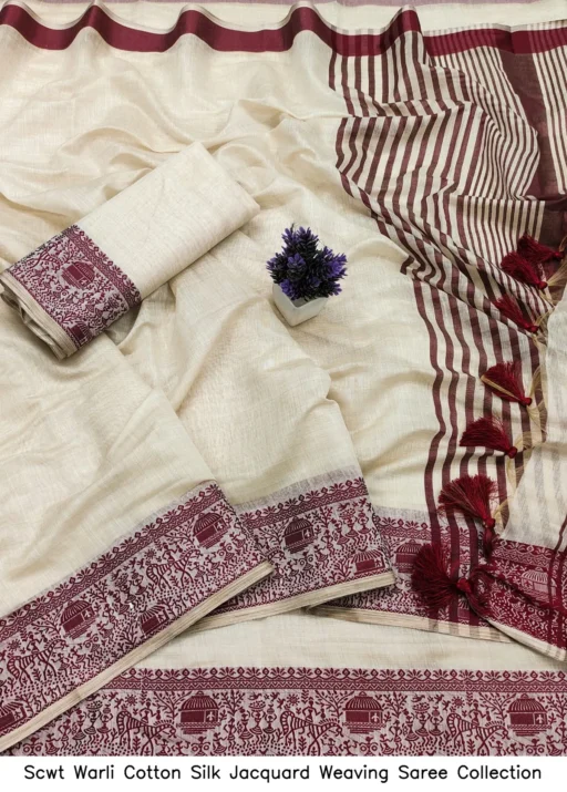 Scwt Warli Cotton Silk Jacquard Weaving Saree Collection