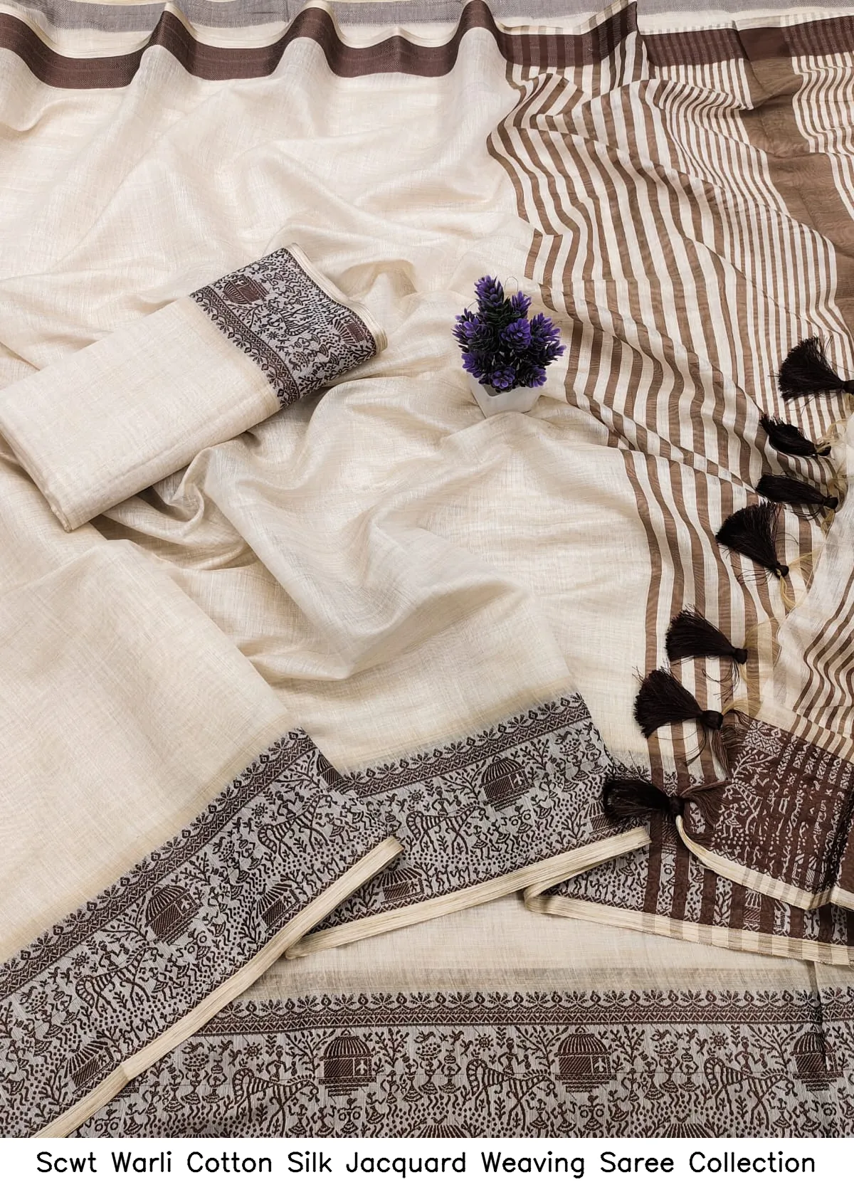 Scwt Warli Cotton Silk Jacquard Weaving Saree Collection - Image 3