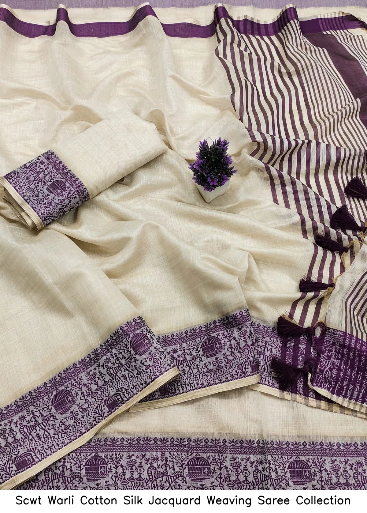 Scwt Warli Cotton Silk Jacquard Weaving Saree Collection - Image 4