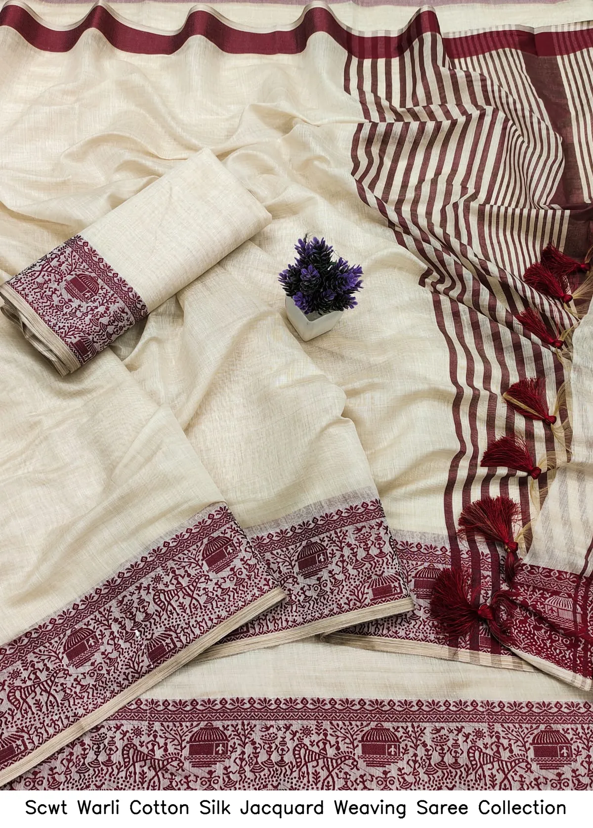 Scwt Warli Cotton Silk Jacquard Weaving Saree Collection - Image 5