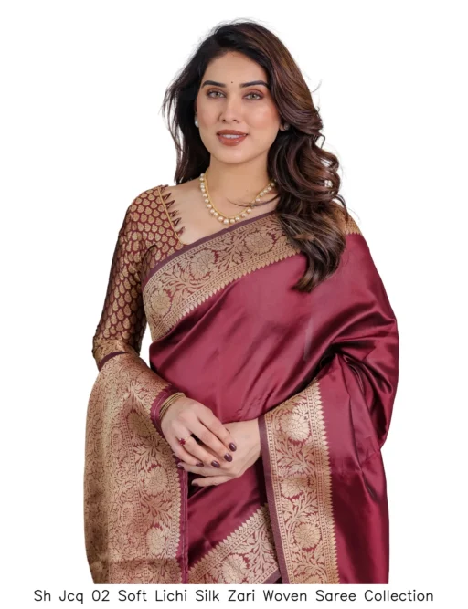 Sh Jcq 02 Soft Lichi Silk Zari Woven Saree Collection