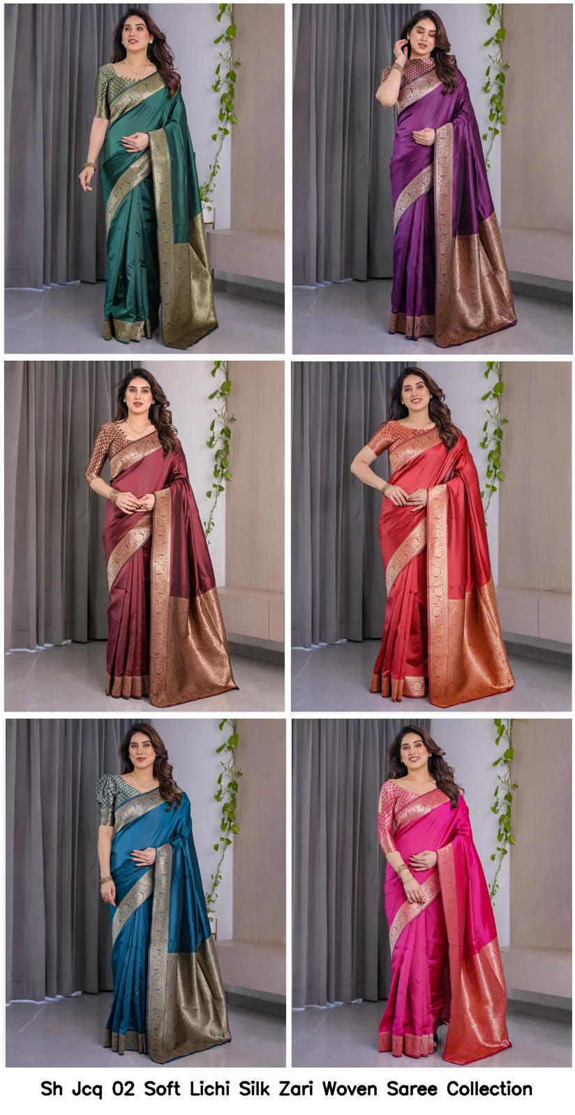 Sh Jcq 02 Soft Lichi Silk Zari Woven Saree Collection - Image 2