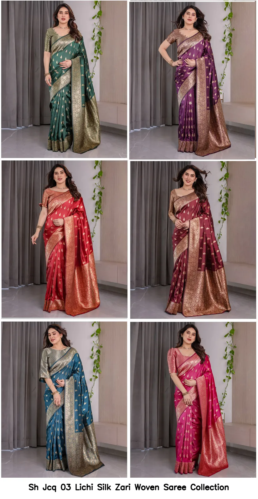 Sh Jcq 03 Lichi Silk Zari Woven Saree Collection - Image 2