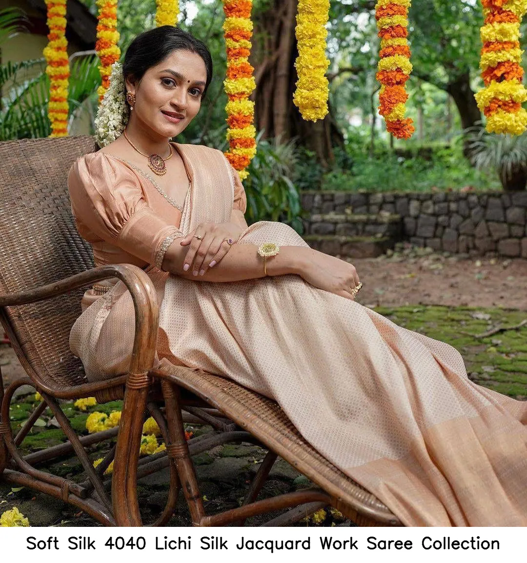 Soft Silk 4040 Lichi Silk Jacquard Work Saree Collection - Image 16