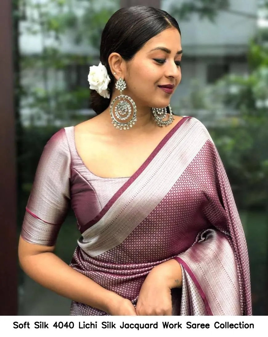 Soft Silk 4040 Lichi Silk Jacquard Work Saree Collection - Image 19