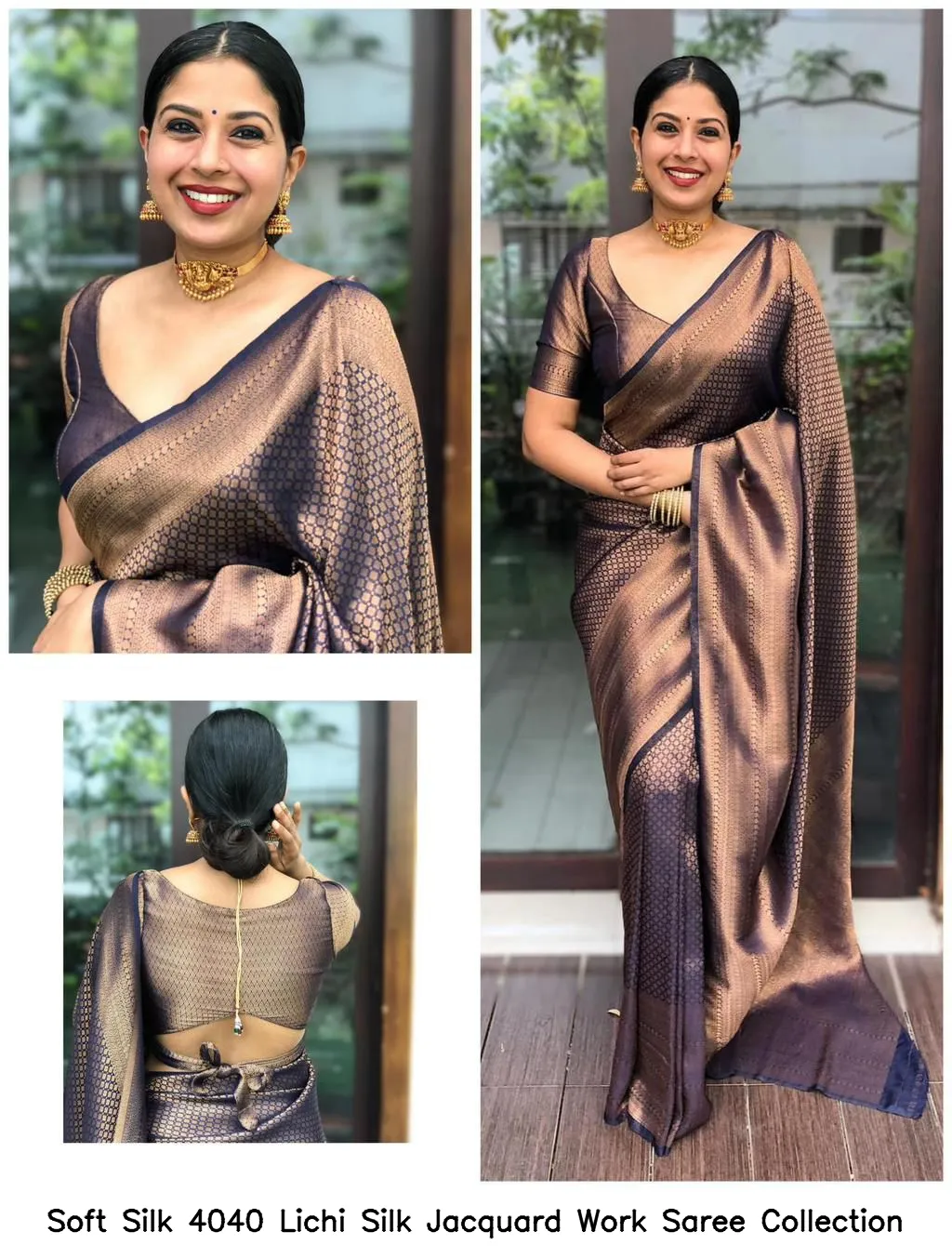 Soft Silk 4040 Lichi Silk Jacquard Work Saree Collection - Image 2
