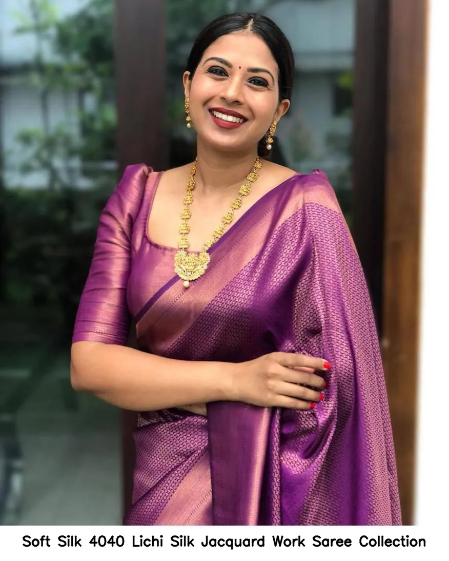 Soft Silk 4040 Lichi Silk Jacquard Work Saree Collection - Image 20