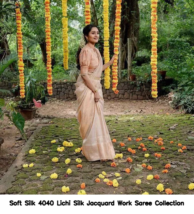 Soft Silk 4040 Lichi Silk Jacquard Work Saree Collection - Image 6