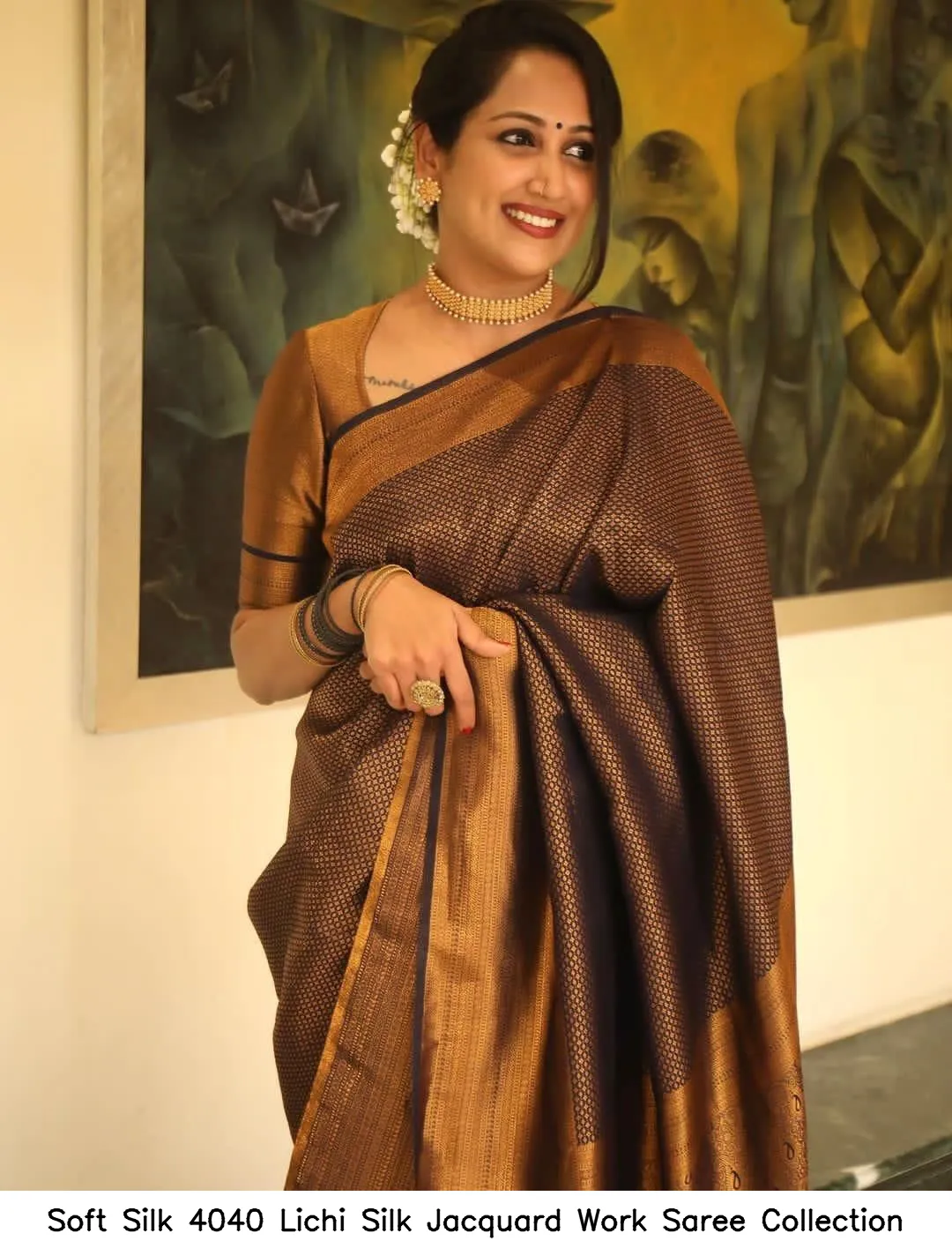 Soft Silk 4040 Lichi Silk Jacquard Work Saree Collection - Image 7