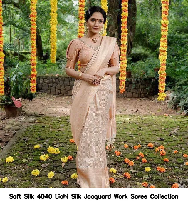 Soft Silk 4040 Lichi Silk Jacquard Work Saree Collection - Image 8