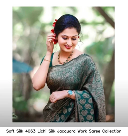 Soft Silk 4063 Lichi Silk Jacquard Work Saree Collection
