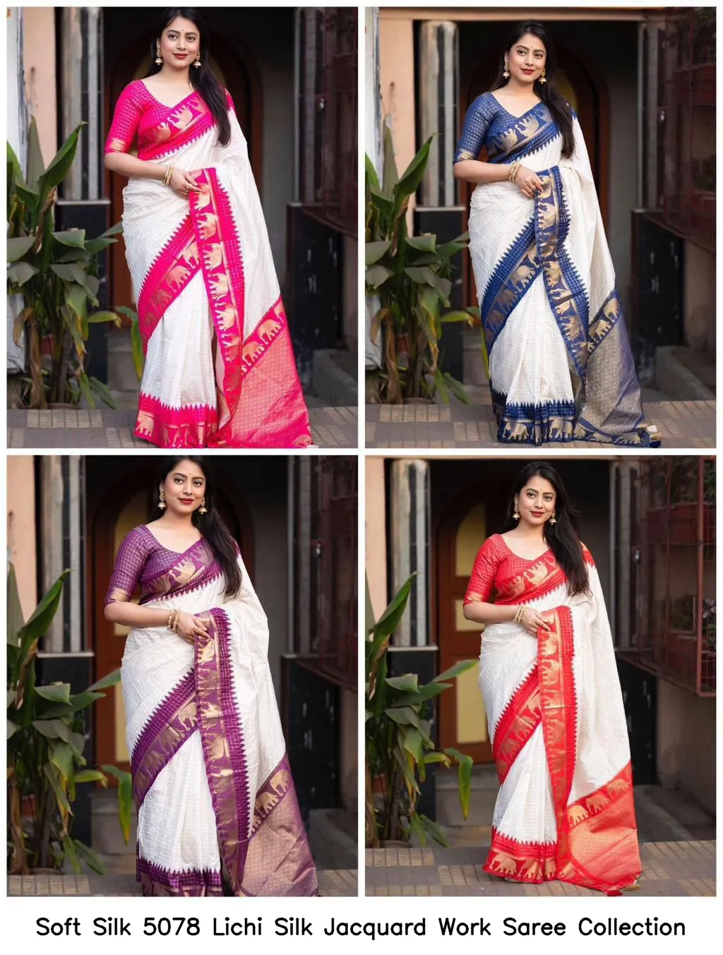 Soft Silk 5078 Lichi Silk Jacquard Work Saree Collection - Image 3