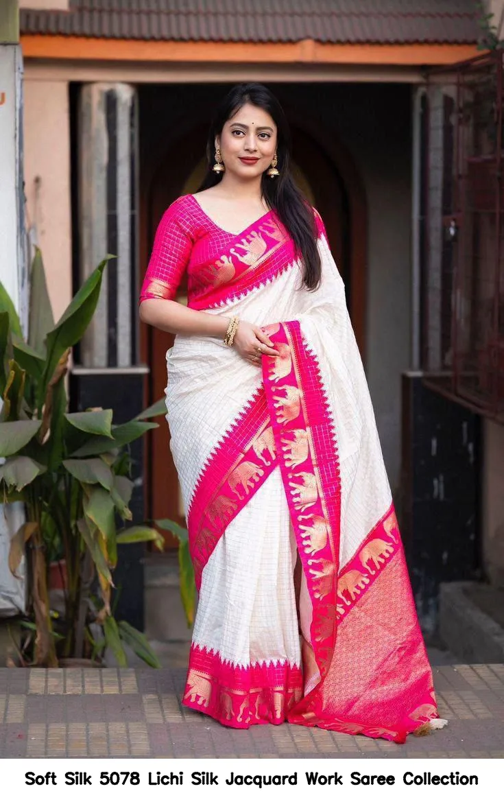 Soft Silk 5078 Lichi Silk Jacquard Work Saree Collection - Image 6