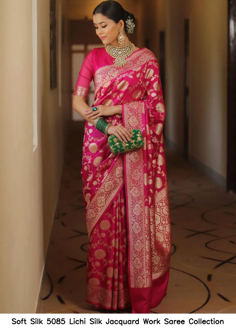 Soft Silk 5085 Lichi Silk Jacquard Work Saree Collection