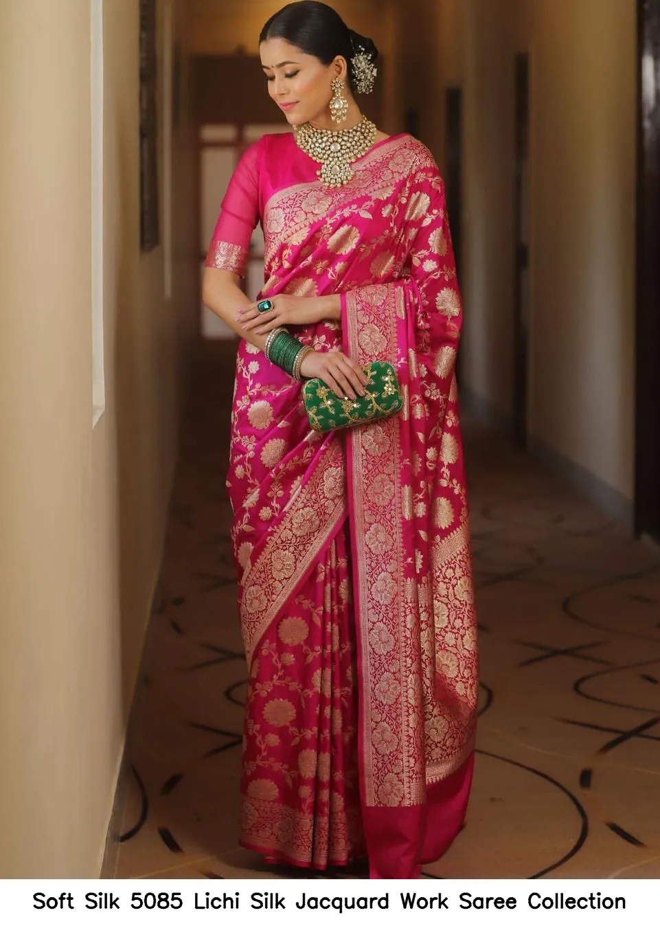Soft Silk 5085 Lichi Silk Jacquard Work Saree Collection - Image 10