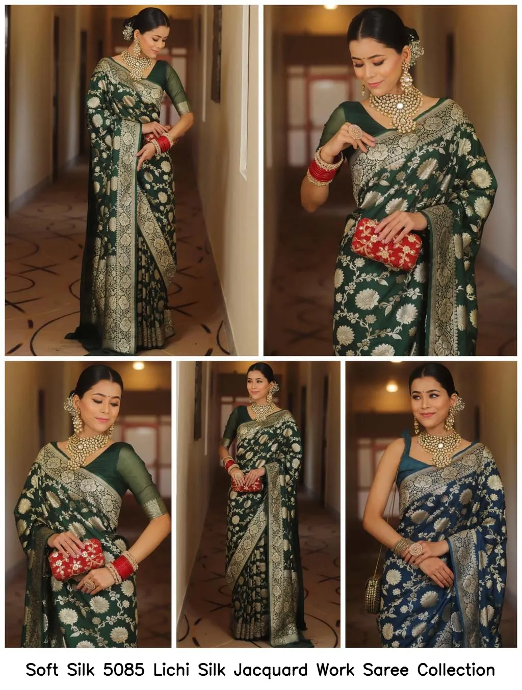 Soft Silk 5085 Lichi Silk Jacquard Work Saree Collection - Image 2
