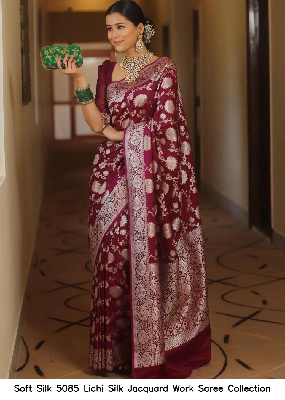 Soft Silk 5085 Lichi Silk Jacquard Work Saree Collection - Image 4