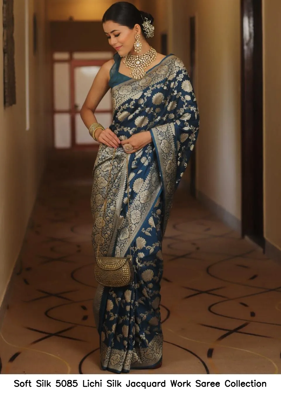 Soft Silk 5085 Lichi Silk Jacquard Work Saree Collection - Image 5