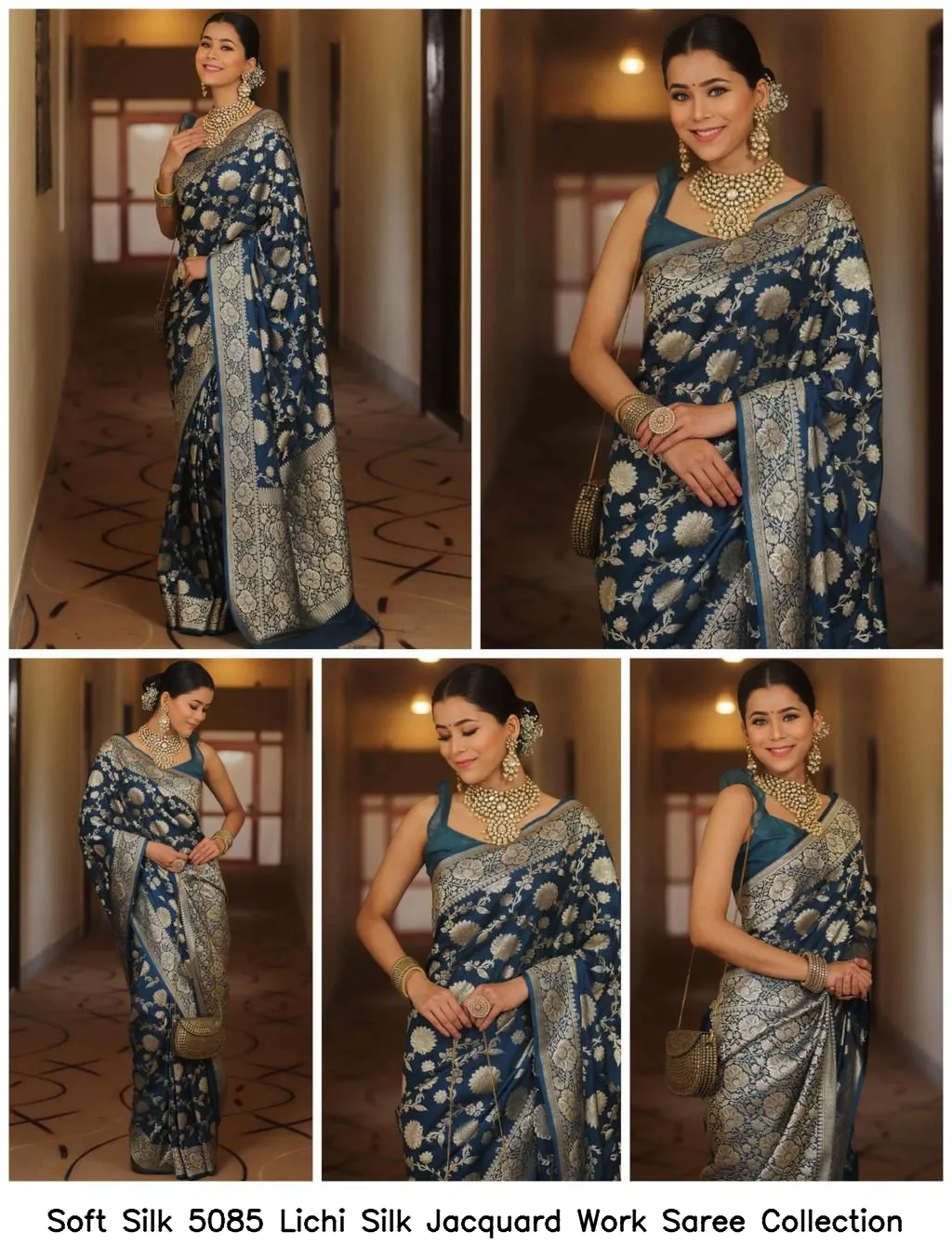 Soft Silk 5085 Lichi Silk Jacquard Work Saree Collection - Image 9
