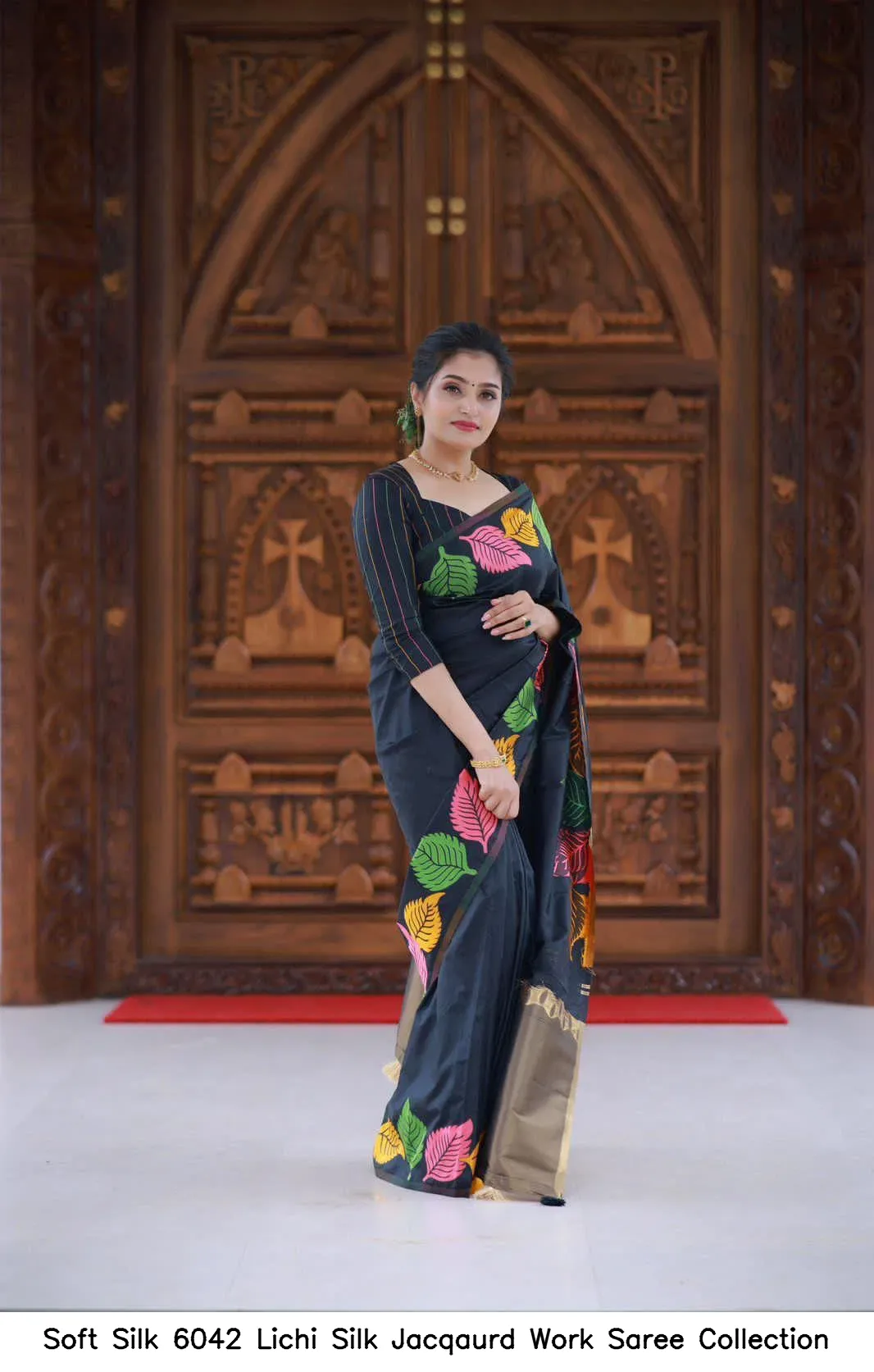 Soft Silk 6042 Lichi Silk Jacqaurd Work Saree Collection