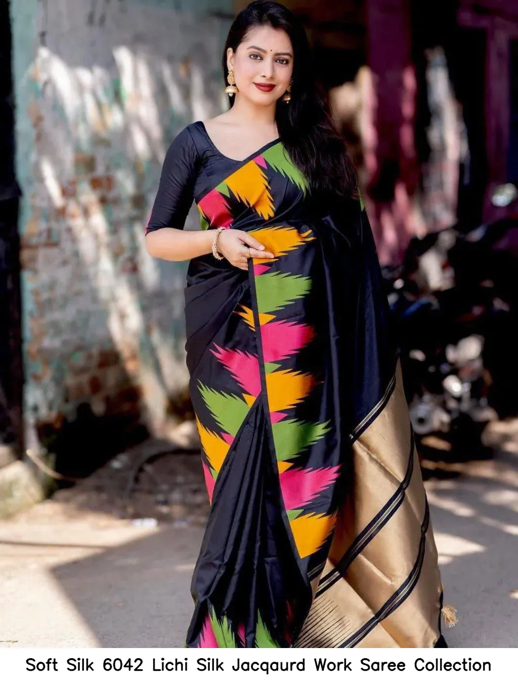 Soft Silk 6042 Lichi Silk Jacqaurd Work Saree Collection - Image 6