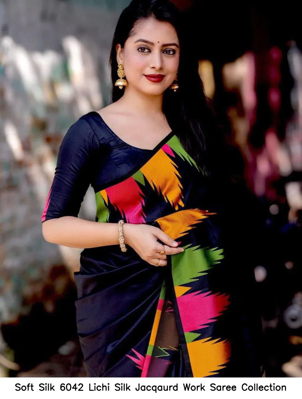 Soft Silk 6042 Lichi Silk Jacqaurd Work Saree Collection - Image 7