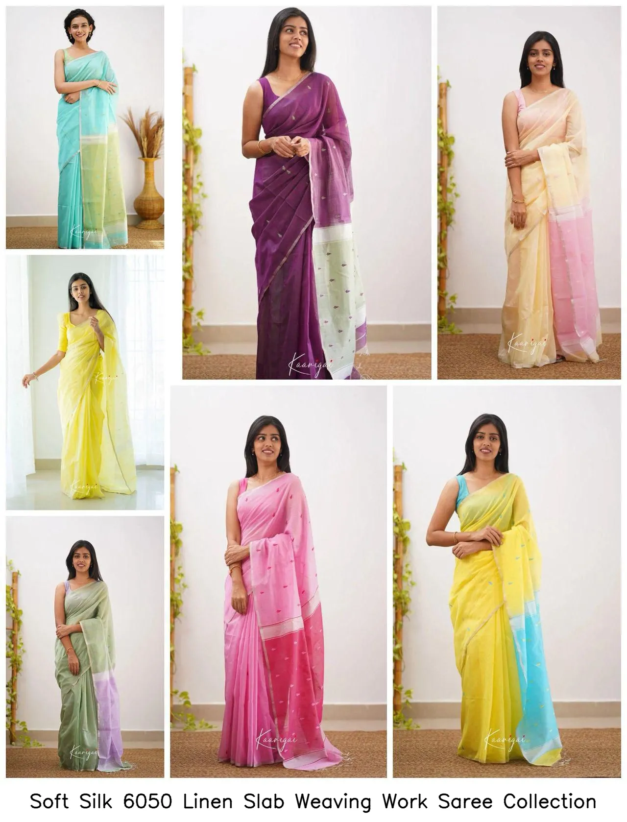 Soft Silk 6050 Linen Slab Weaving Work Saree Collection - Image 7