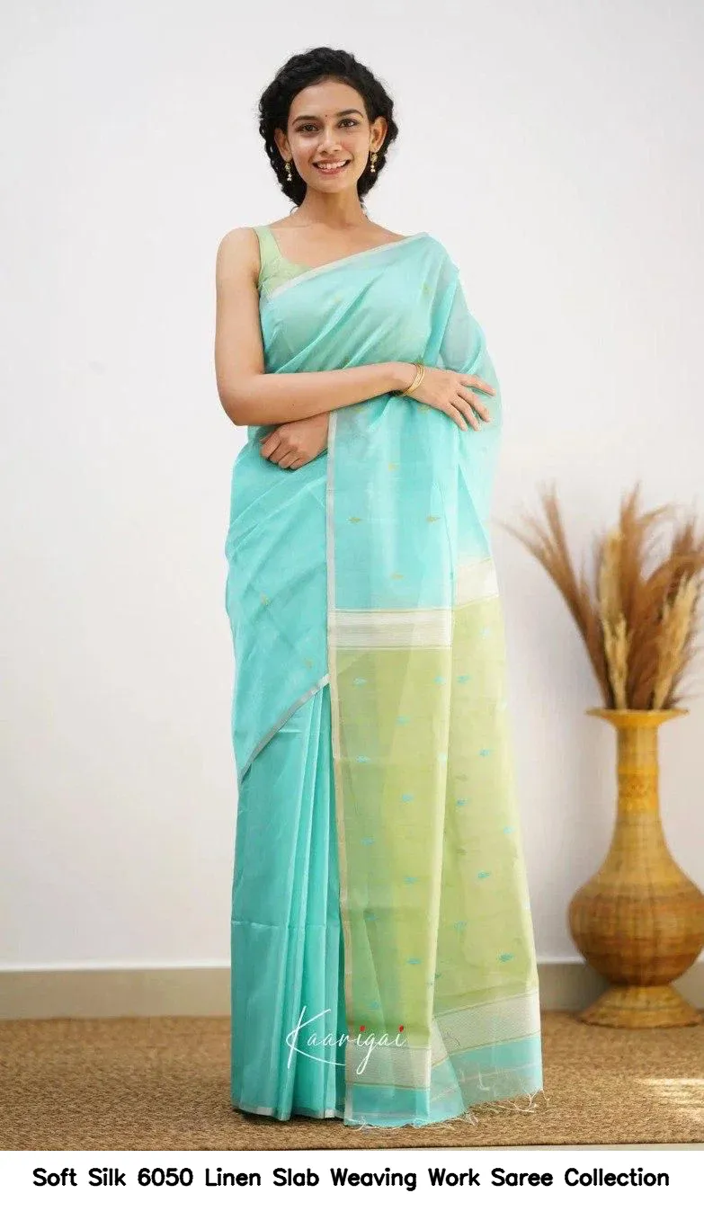 Soft Silk 6050 Linen Slab Weaving Work Saree Collection - Image 8