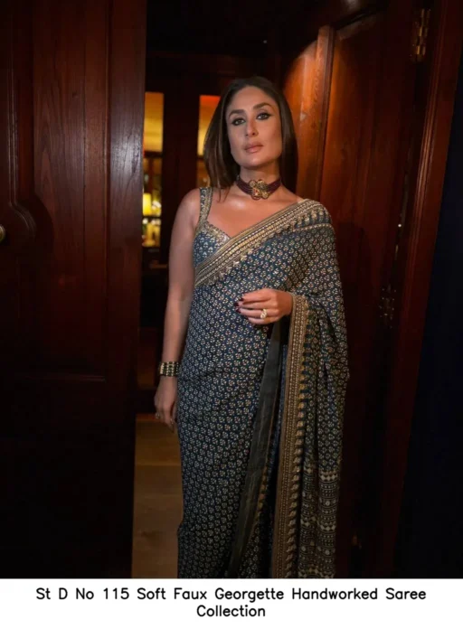 St D No 115 Soft Faux Georgette Handworked Saree Collection