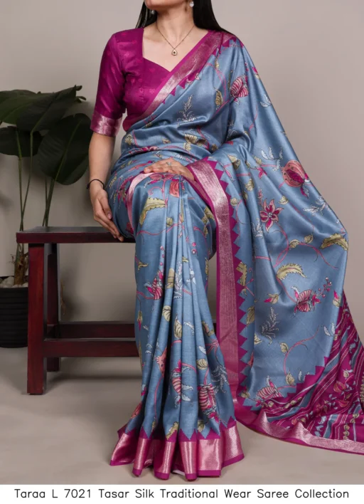Taraa L 7021 Tasar Silk Traditional Wear Saree Collection